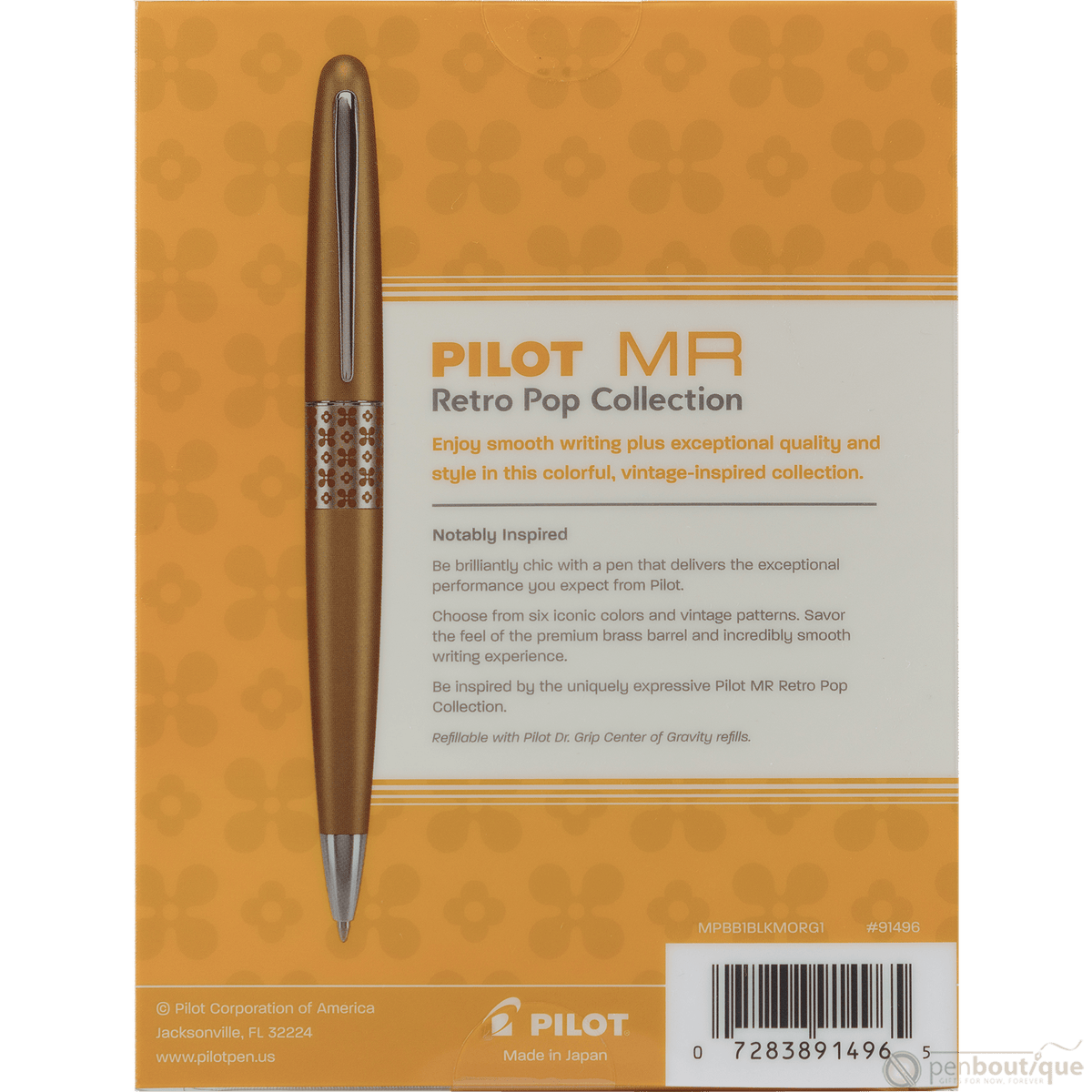 Pilot Ballpoint Pen - MR Collection - Retro Pop - Orange - Pen Boutique Ltd