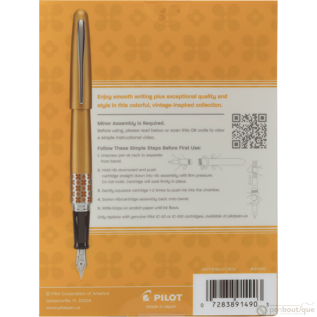Pilot Fountain Pen - MR Collection - Retro Pop - Orange - Pen Boutique Ltd