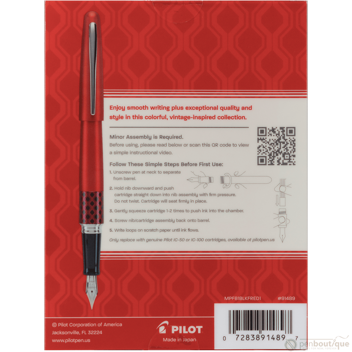 Pilot Fountain Pen - MR Collection - Retro Pop - Red - Pen Boutique Ltd