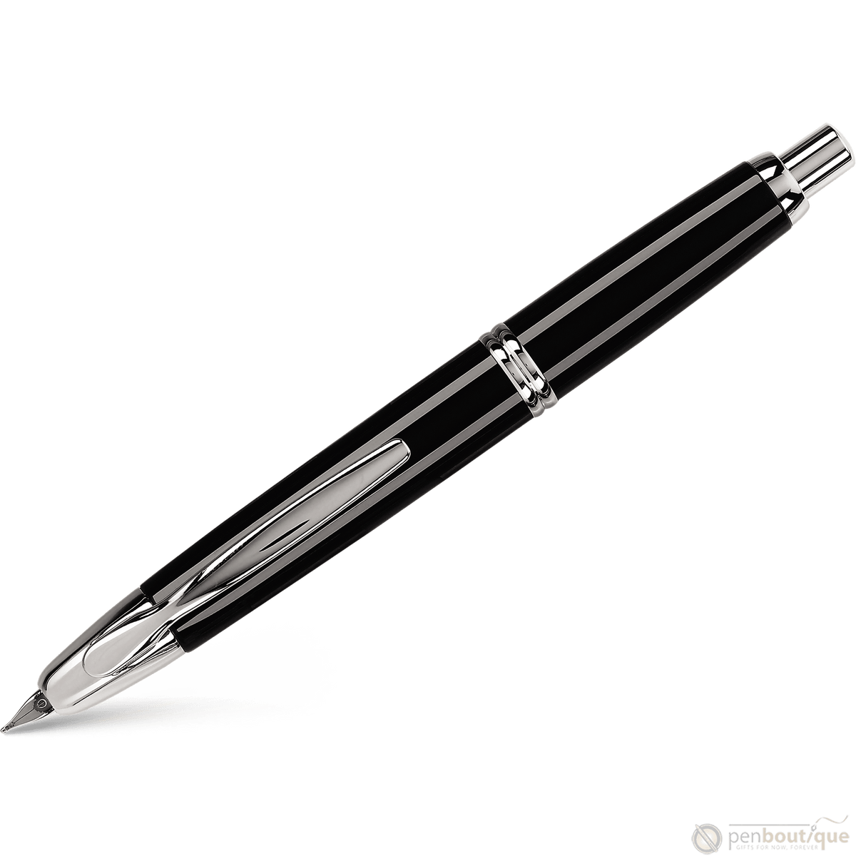 Pilot Vanishing Point Fountain Pen - Black - Rhodium Trim - Pen Boutique Ltd