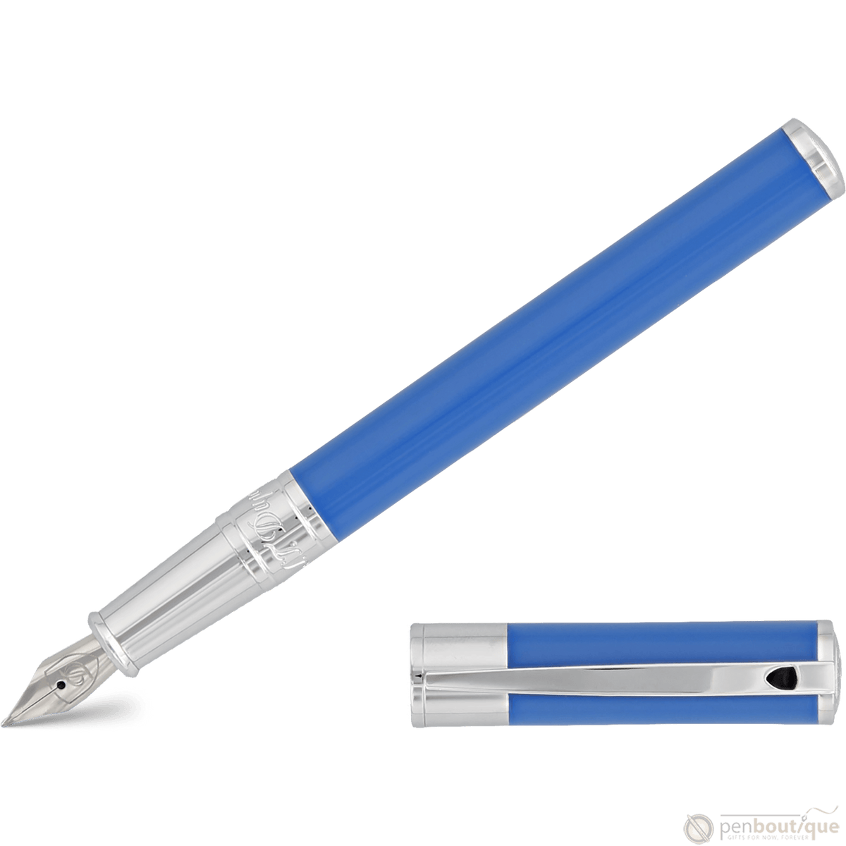 S T Dupont D - Initial Fountain Pen - Electric Blue - Pen Boutique Ltd