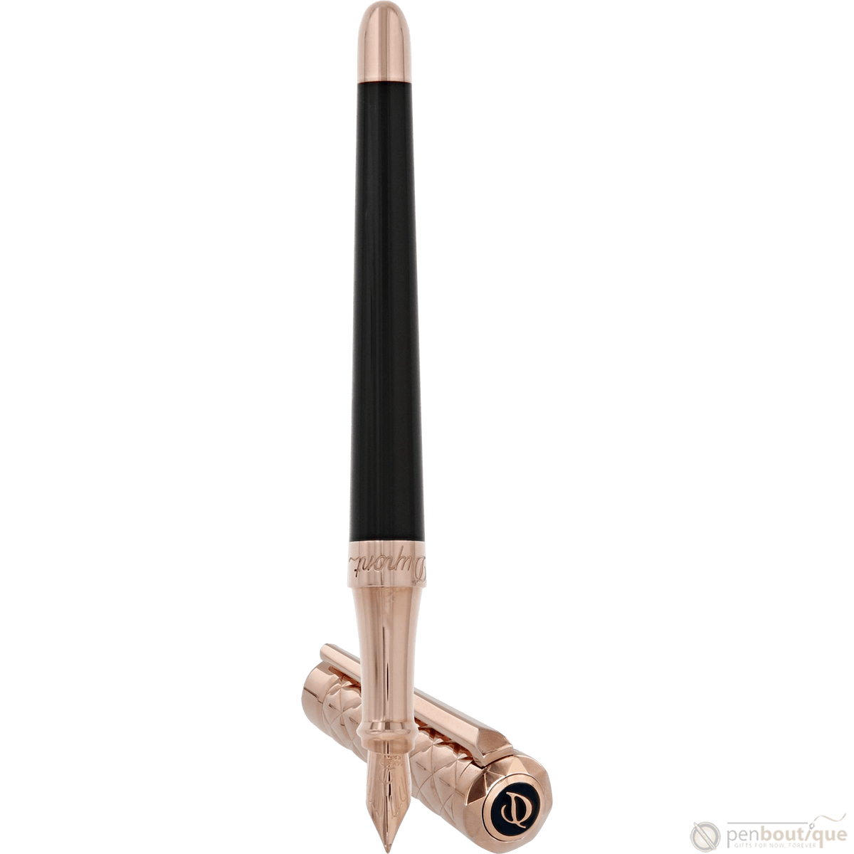 S T Dupont Liberte Fountain Pen - Black - Pink Gold - Pen Boutique Ltd