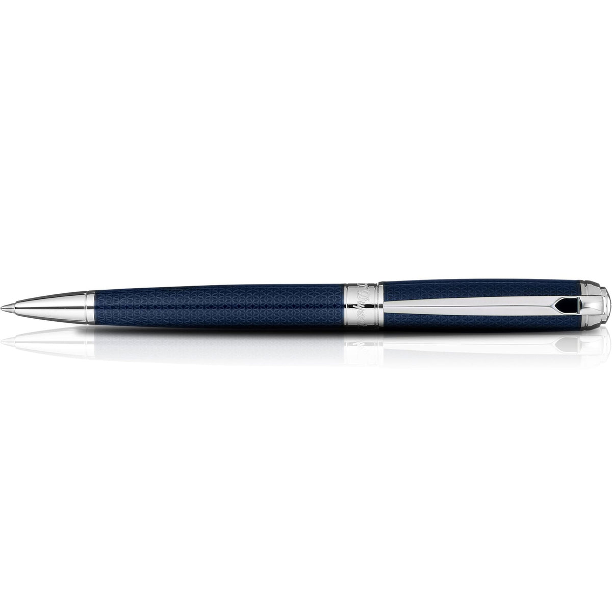 S T Dupont Line D Ballpoint Pen - Guilloche Blue - Pen Boutique Ltd
