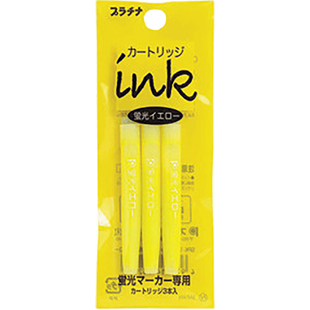 Platinum Preppy Highlighter Ink Cartridge - Yellow (3 per pack) - Pen Boutique Ltd