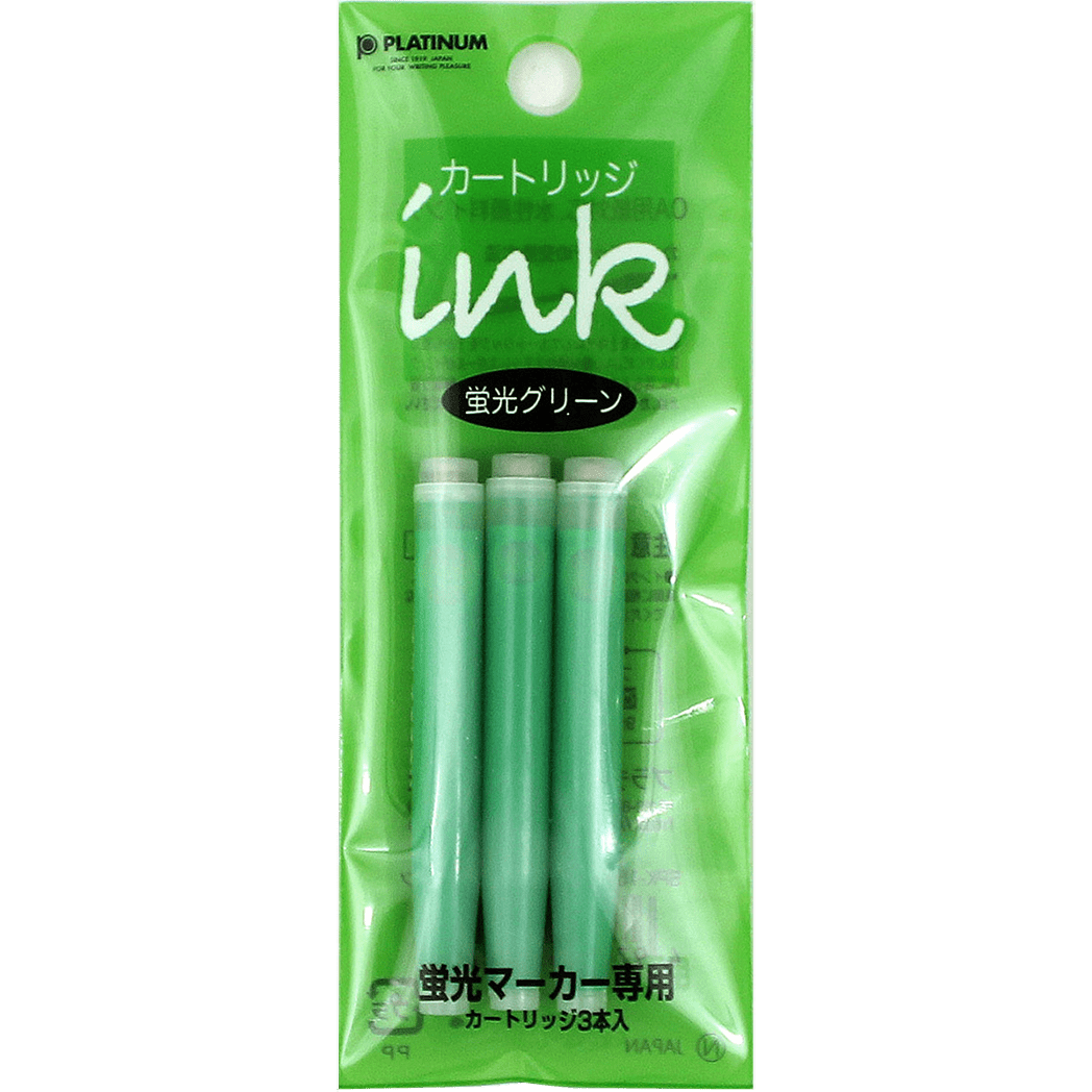 Platinum Preppy Highlighter Green Ink Cartridge 3/pack - Pen Boutique Ltd