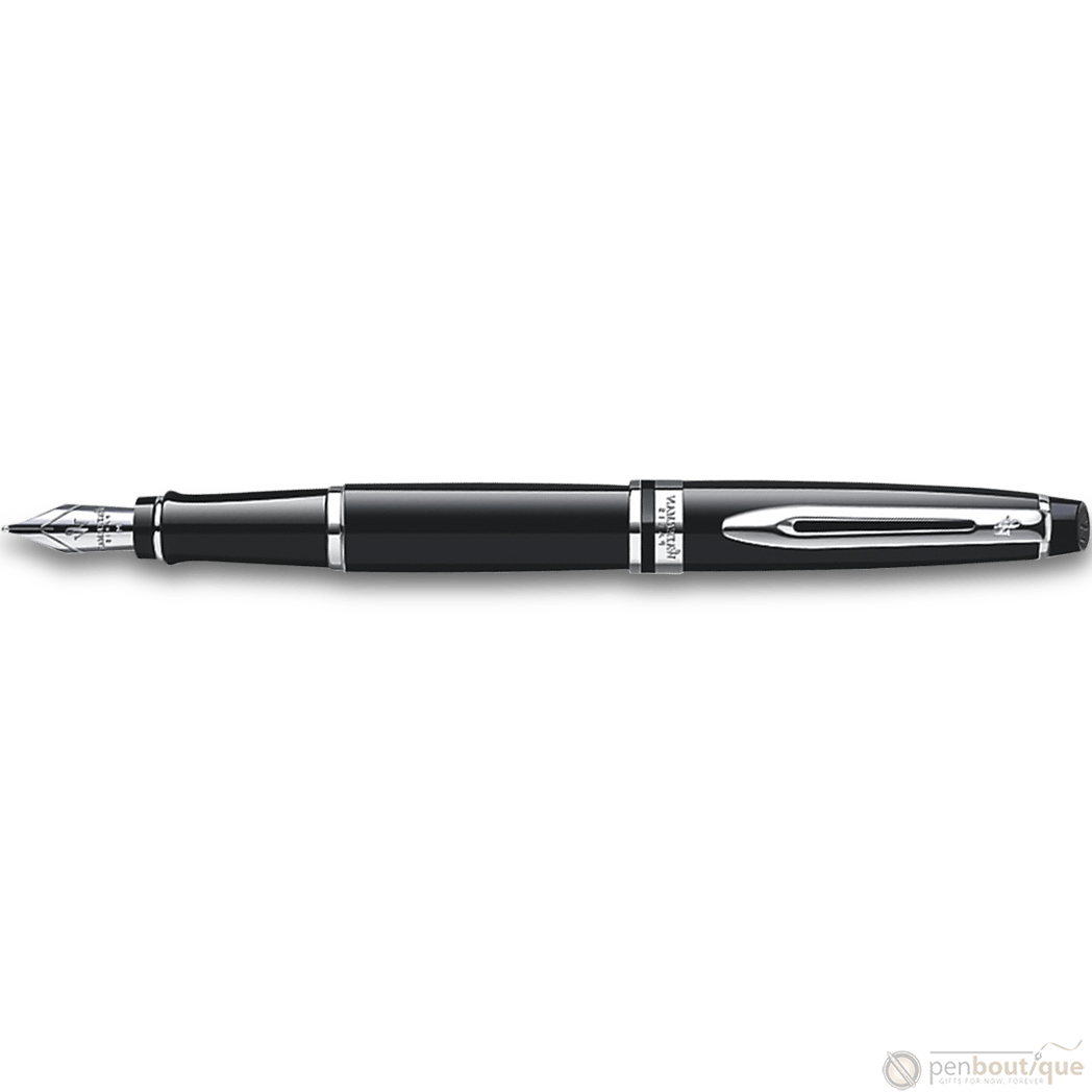 Waterman Expert Fountain Pen - Black - Chrome Trim - Medium Nib - Pen Boutique Ltd