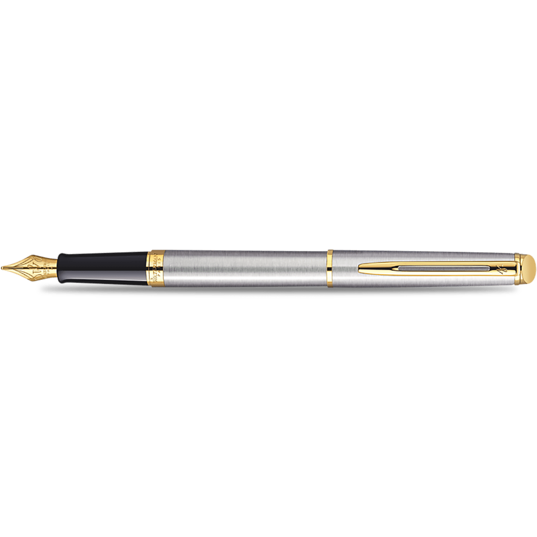 Waterman Hemisphere Fountain Pen - Stainless Steel - Gold Trim - Pen Boutique Ltd