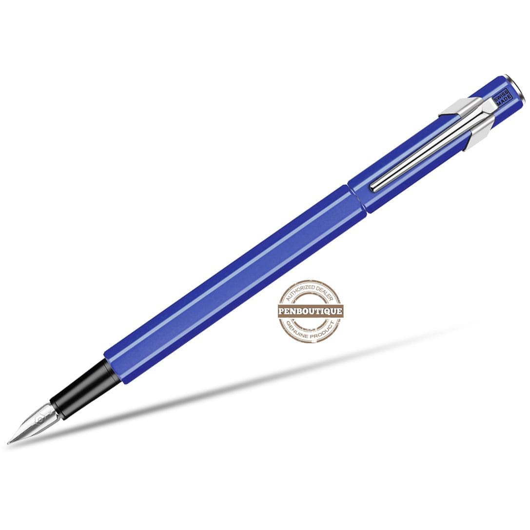 Caran D' Ache 849 Metal Fountain Pen - Blue - Medium Nib - Pen Boutique Ltd