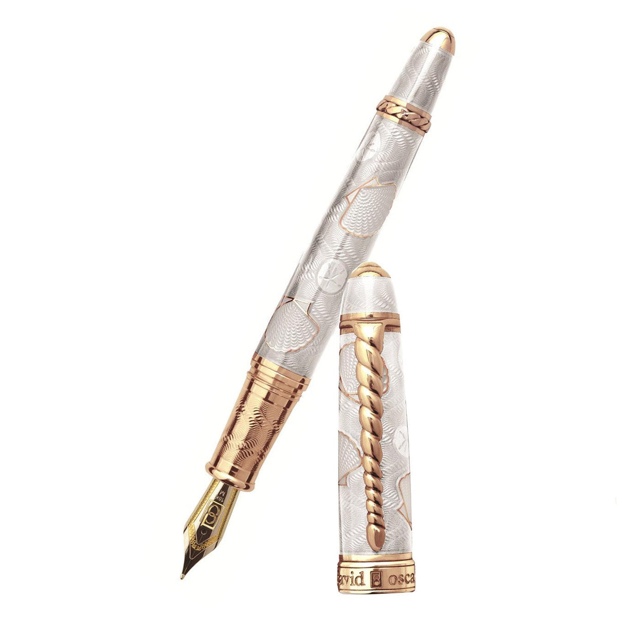 David Oscarson Seaside Fountain Pen - Limited Edition - White Sand/Rose Gold Vermeil - Pen Boutique Ltd