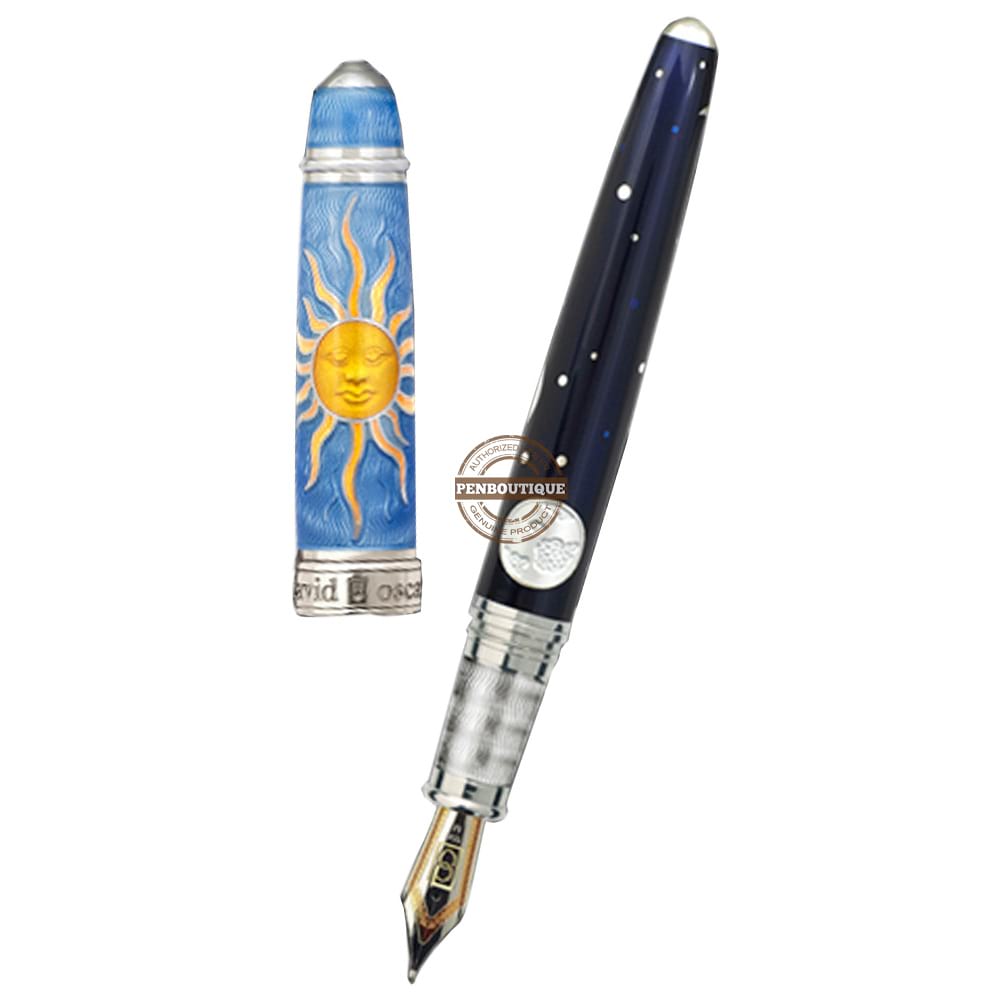 David Oscarson Celestial Fountain Pen - Limited Edition - Azure Blue Golden Yellow - Pen Boutique Ltd