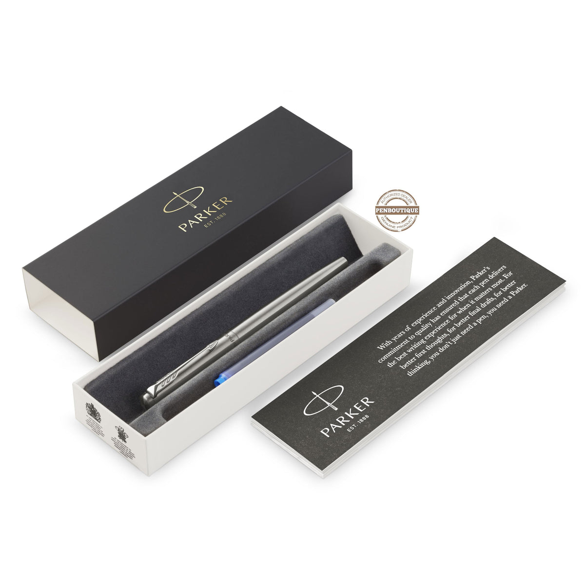 Parker Jotter Fountain Pen - Chrome Trim - Stainless Steel - Pen Boutique Ltd