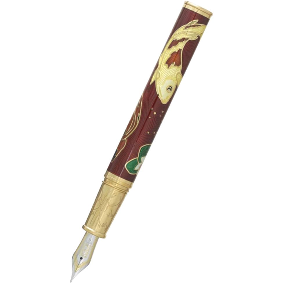 David Oscarson Koi Hard Enamel Ruby Red Fountain Pen - Pen Boutique Ltd