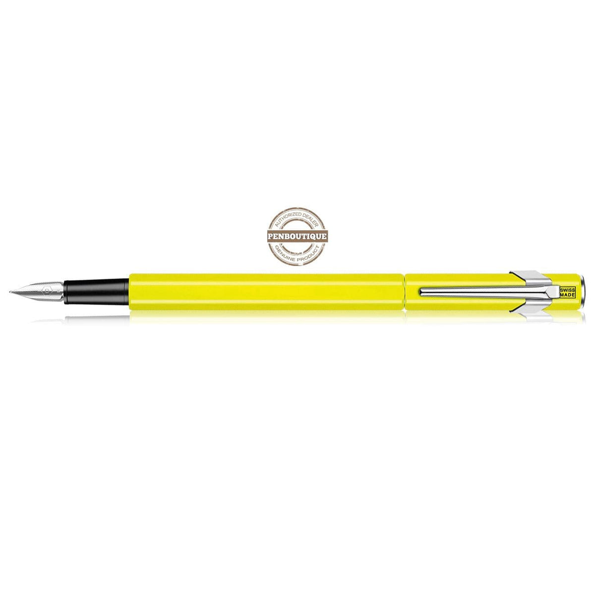 Caran D' Ache 849 Metal Fountain Pen - Yellow Fluorescent - Medium Nib - Pen Boutique Ltd