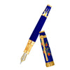 David Oscarson Tree of Life Fountain Pen - Sapphire Blue with Orange and Green - Pen Boutique Ltd
