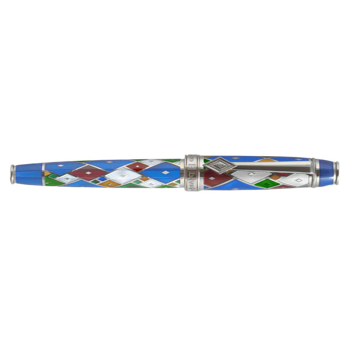 David Oscarson Harlequin Rollerball Pen - Sapphire Blue - Pen Boutique Ltd