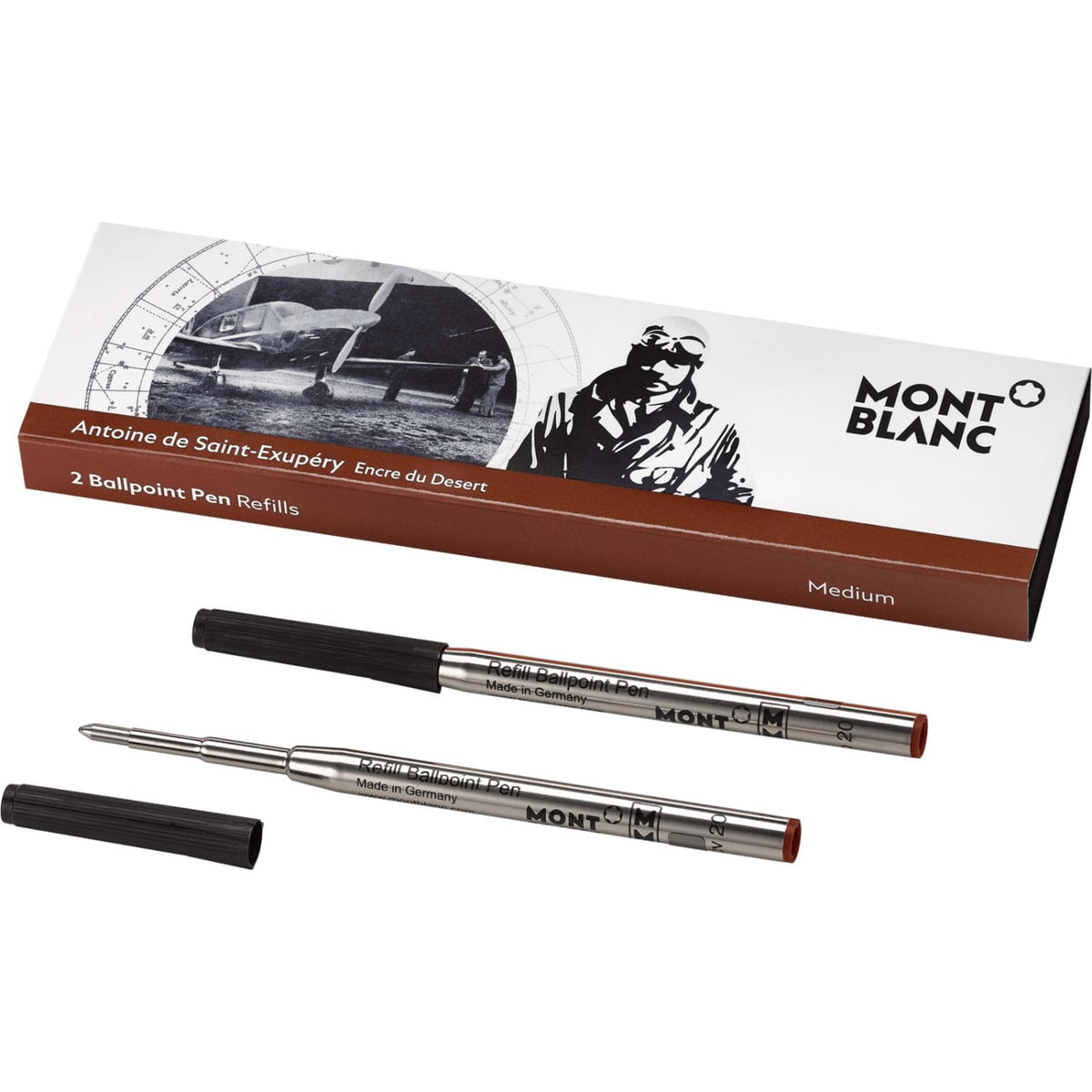 Montblanc Ballpoint Refill - Writers Edition - Antoine de St. Exupery - Medium (2 Per Pack) - Pen Boutique Ltd