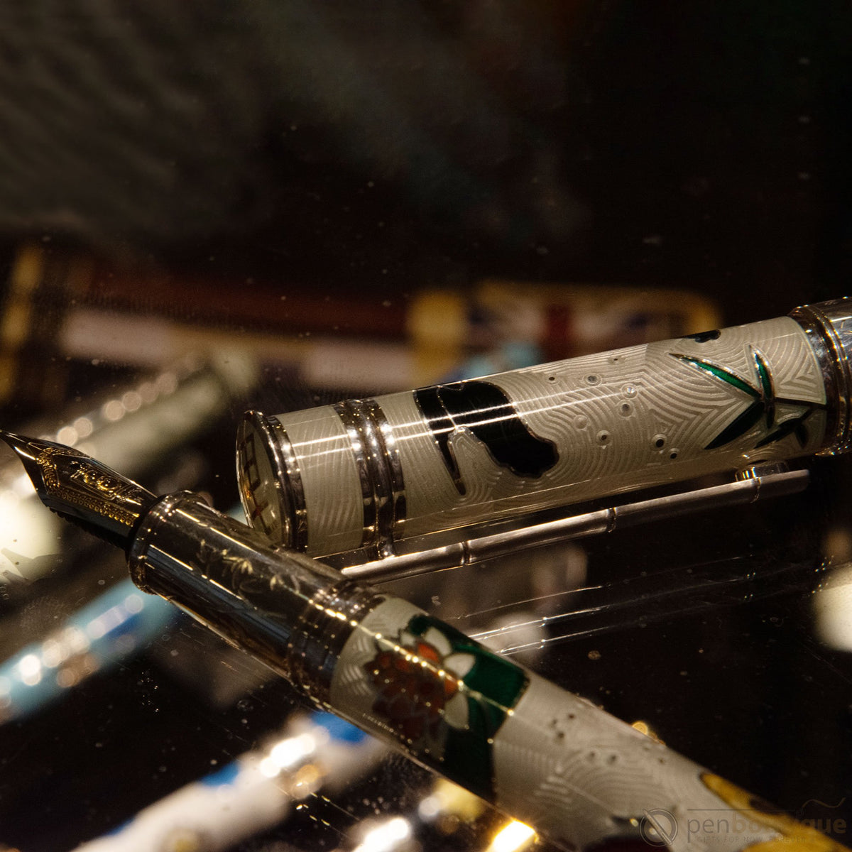 David Oscarson Koi Fountain Pen - White - Silver Trim - Pen Boutique Ltd