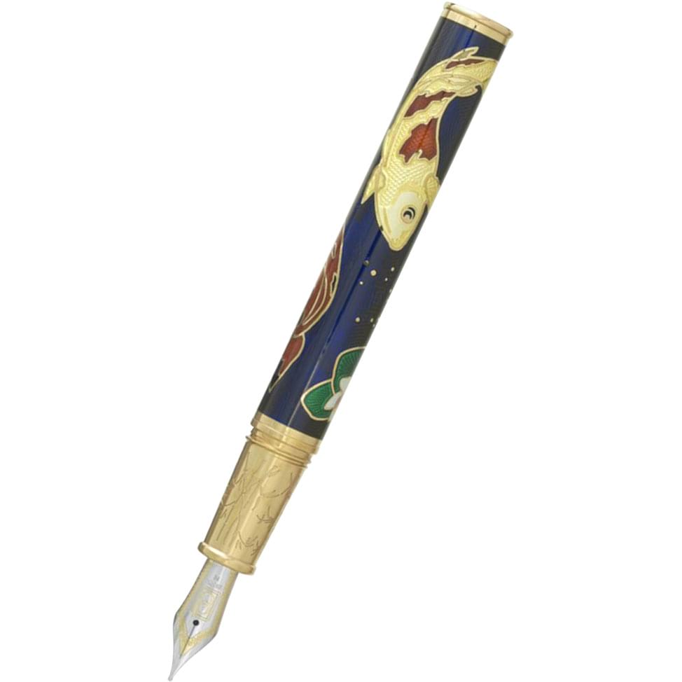 David Oscarson Koi Hard Enamel Sapphire Blue Fountain Pen - Pen Boutique Ltd