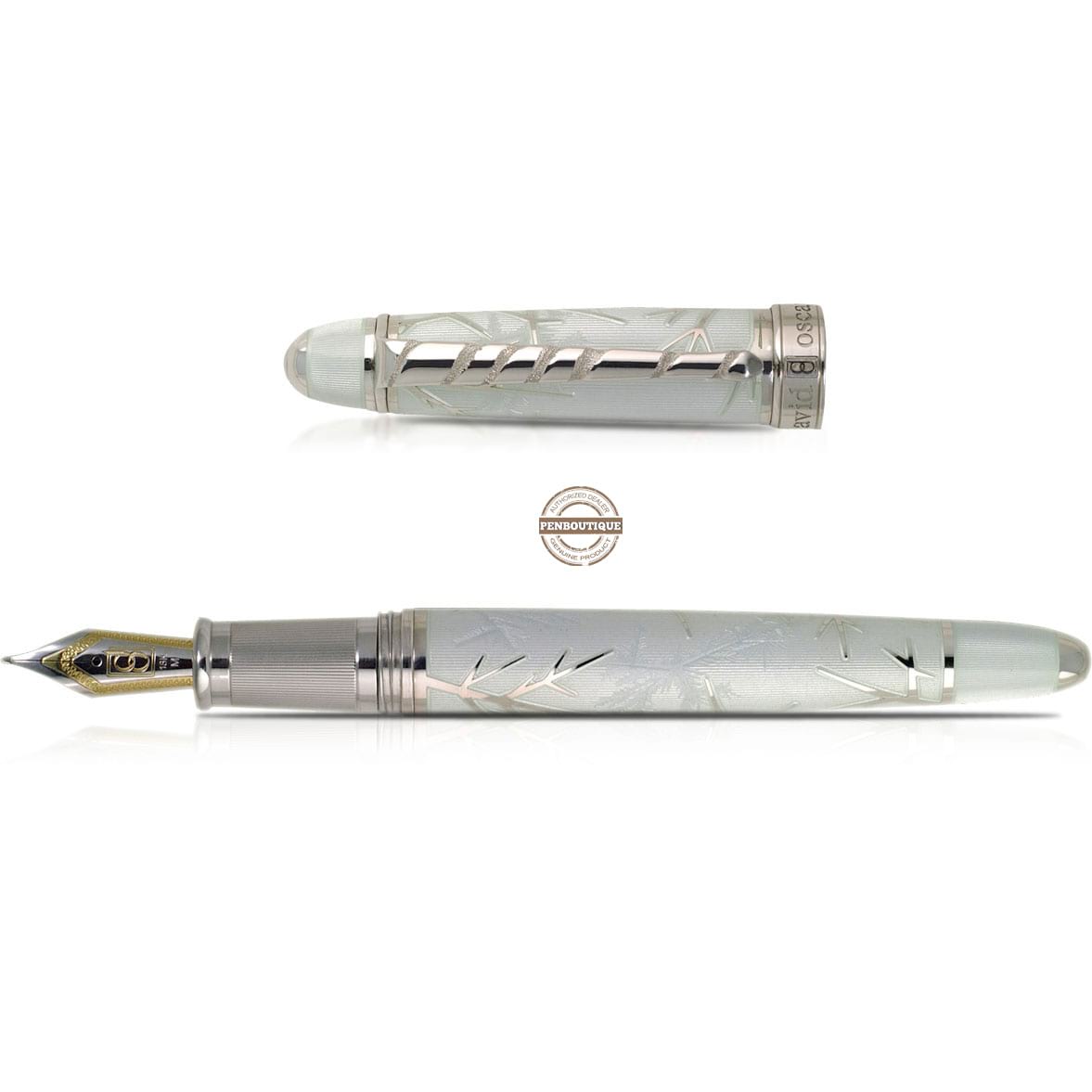 David Oscarson Winter Fountain Pen - Limited Edition - Rhodium Trim - White - Pen Boutique Ltd