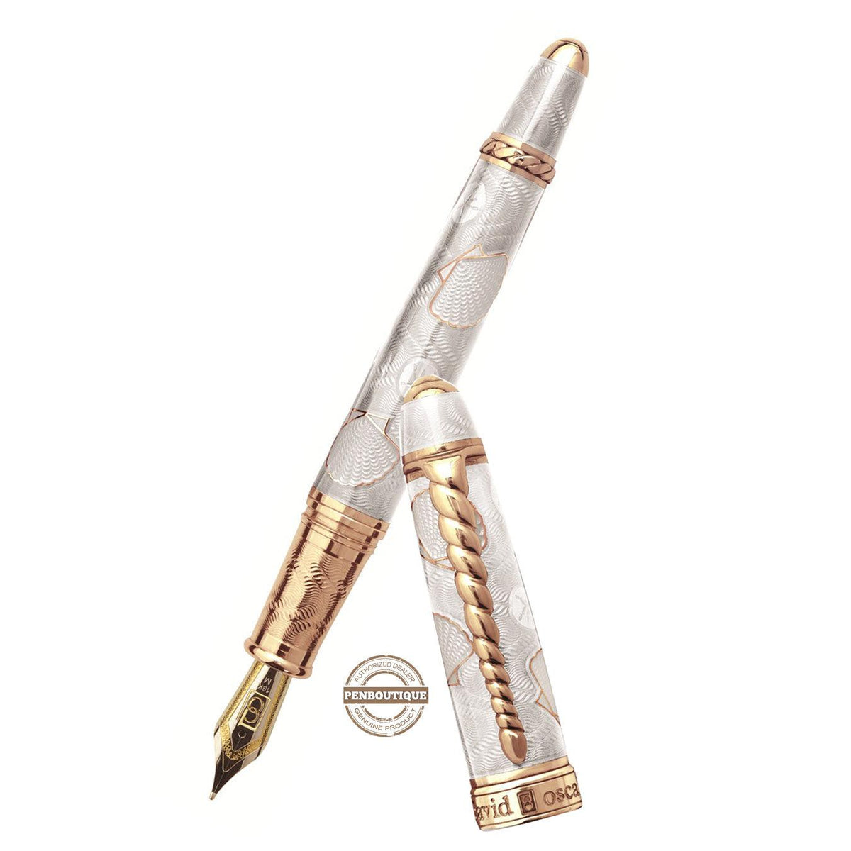 David Oscarson Seaside Fountain Pen - Limited Edition - White Sand/Rose Gold Vermeil - Pen Boutique Ltd