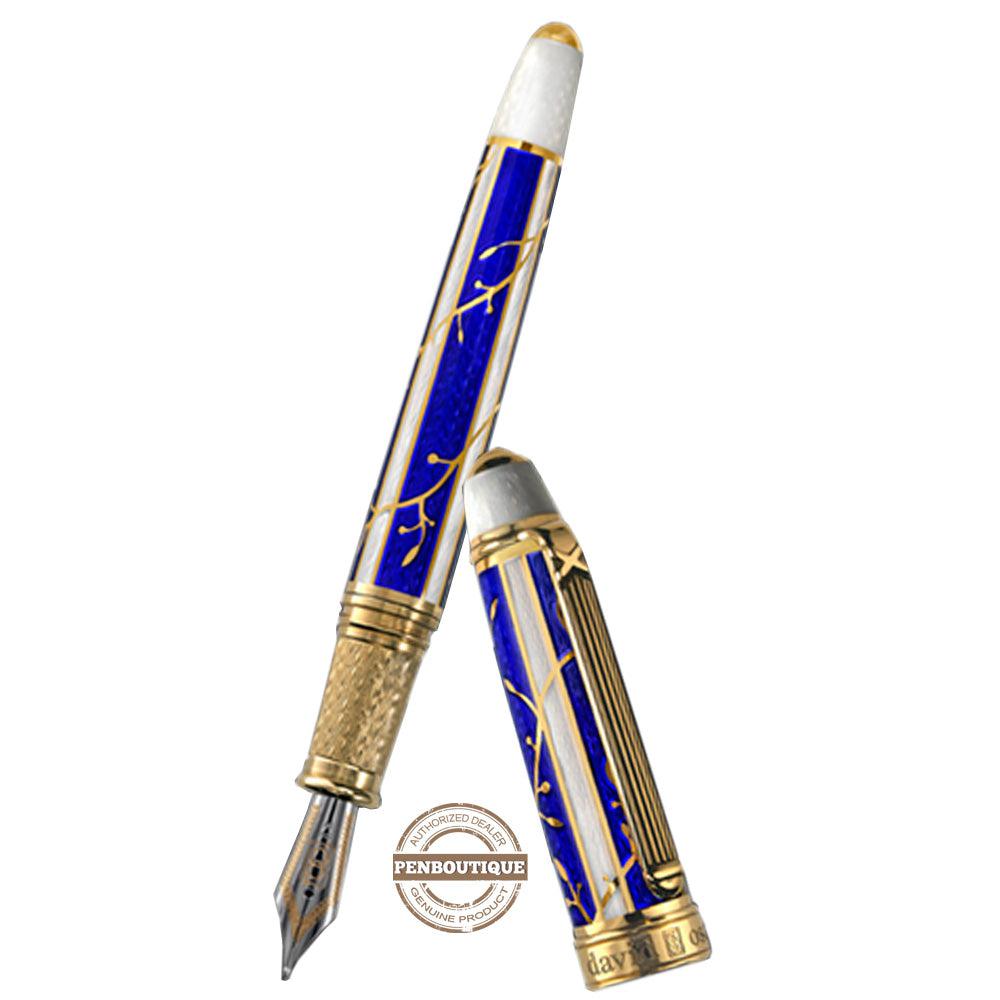 David Oscarson Trellis Fountain Pen - Limited Edition - Sapphire & White/18k YG Vermeil - Pen Boutique Ltd