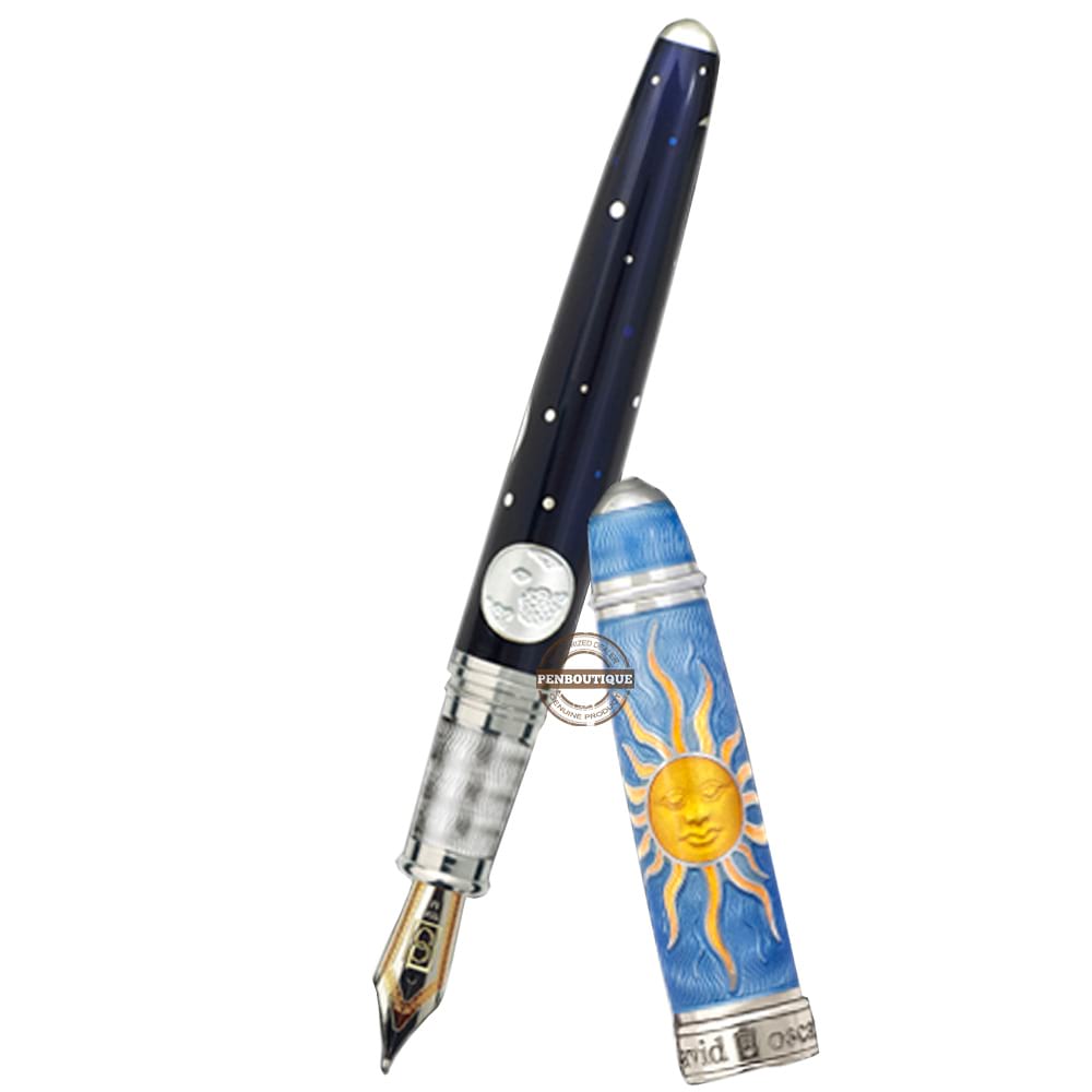 David Oscarson Celestial Fountain Pen - Limited Edition - Azure Blue Golden Yellow - Pen Boutique Ltd