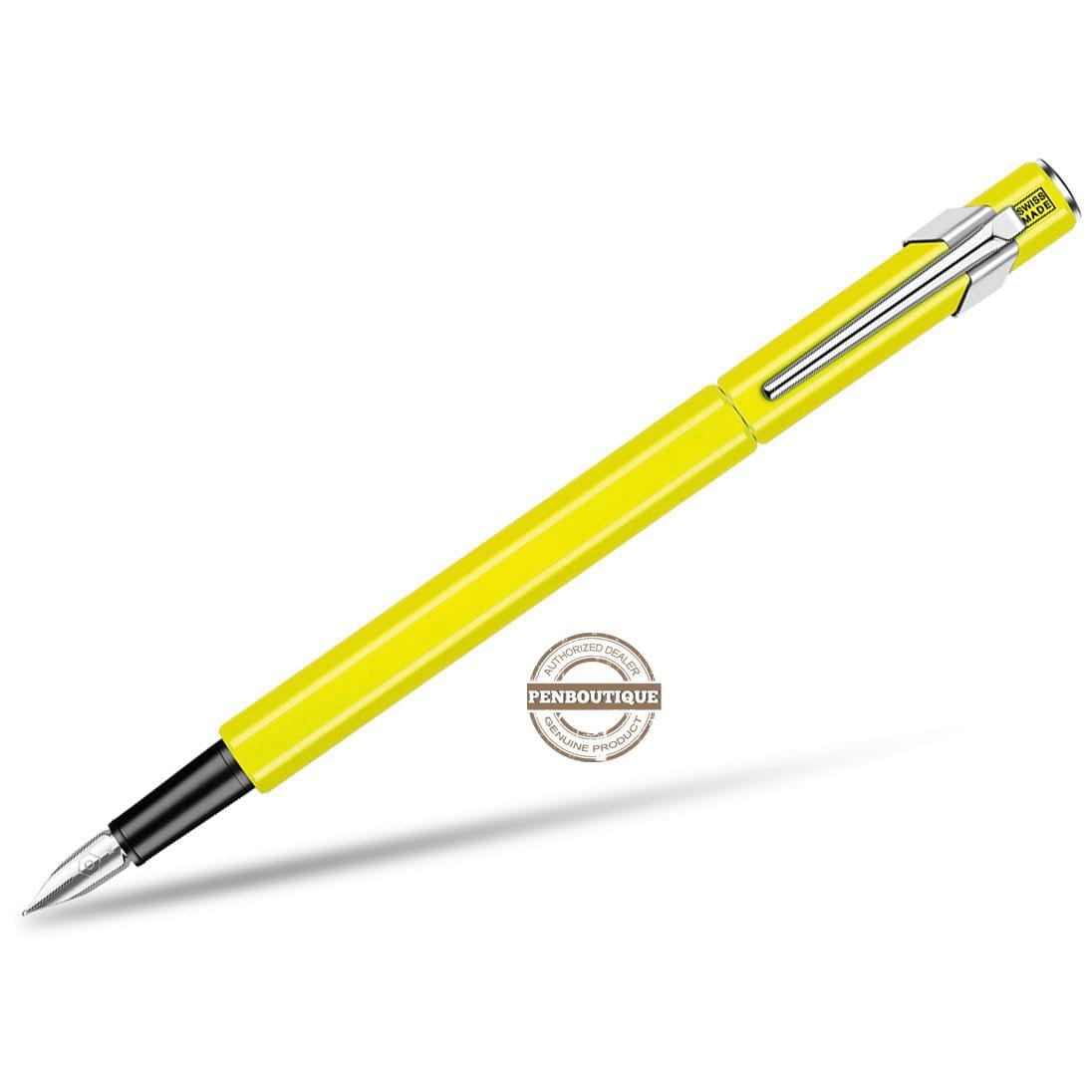 Caran D' Ache 849 Metal Fountain Pen - Yellow Fluorescent - Medium Nib - Pen Boutique Ltd