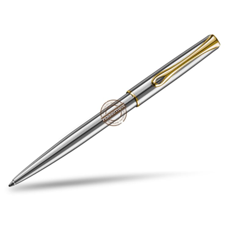 Diplomat Traveller EasyFLOW Ballpoint Pen - Stainless Steel Gold - Pen Boutique Ltd