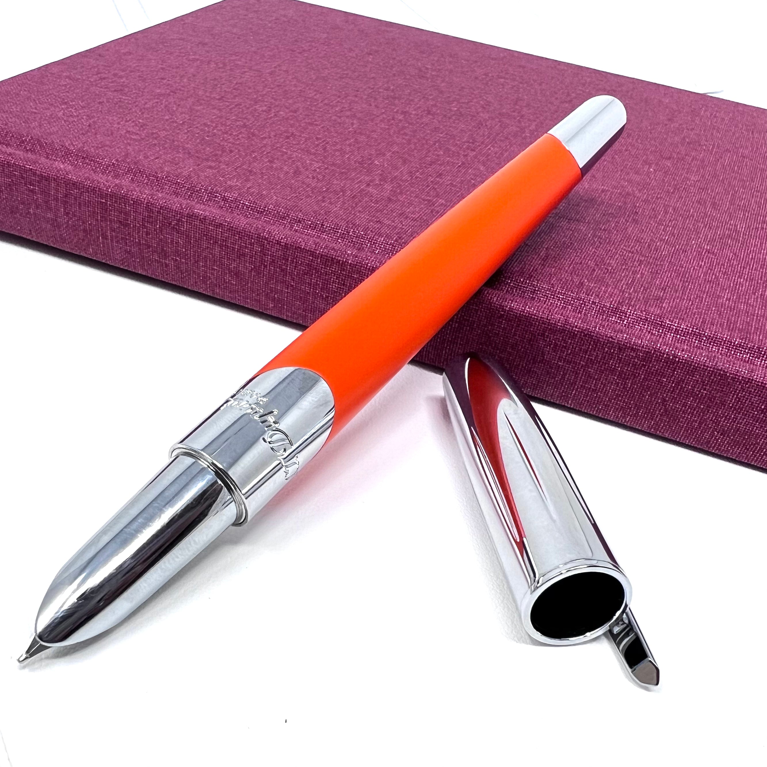 ST Dupont Defi Millennium Silver/Matte Orange Fountain Pen-Pen Boutique Ltd