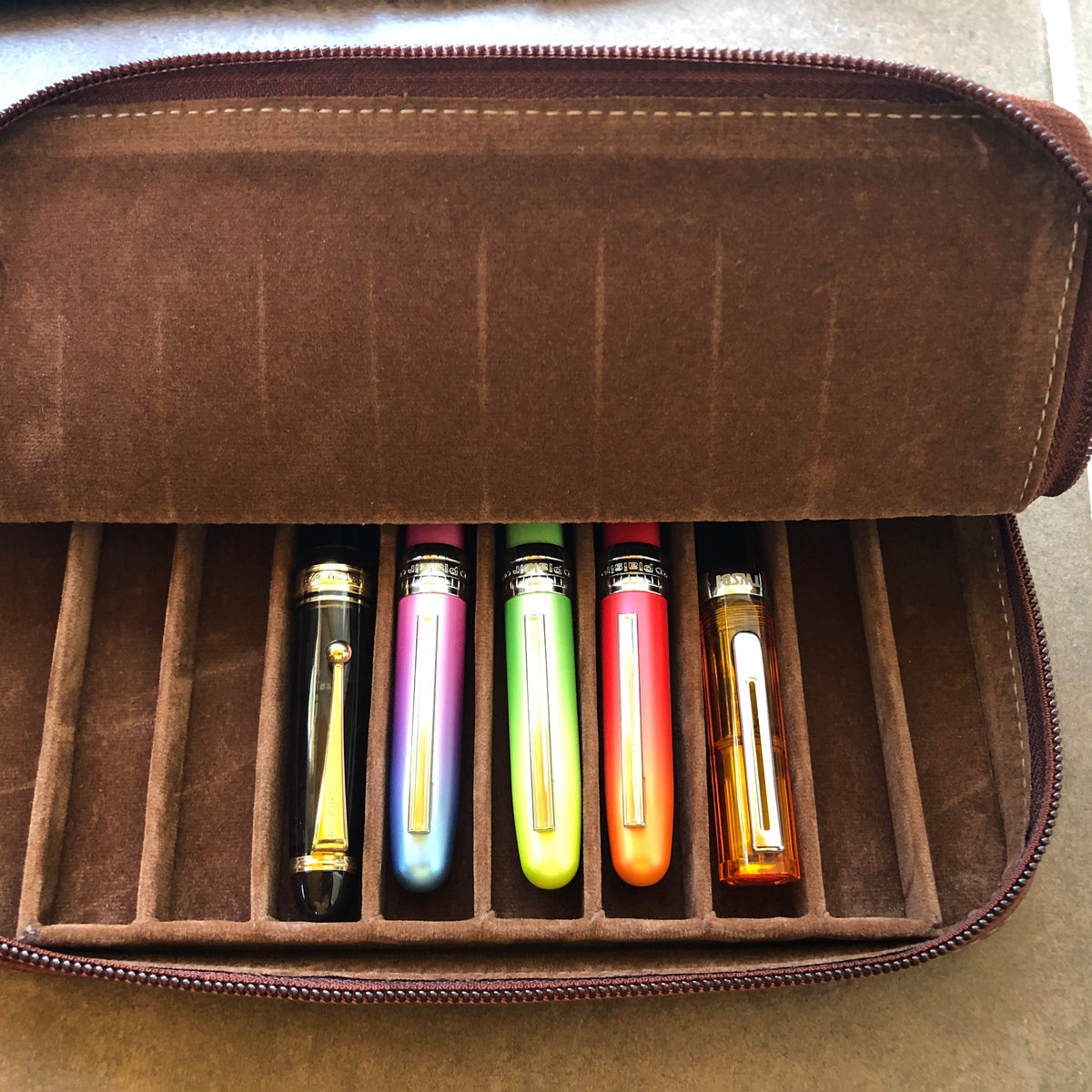 Pen Boutique Yak Leather 10 Pen Holder - Tan - Pen Boutique Ltd