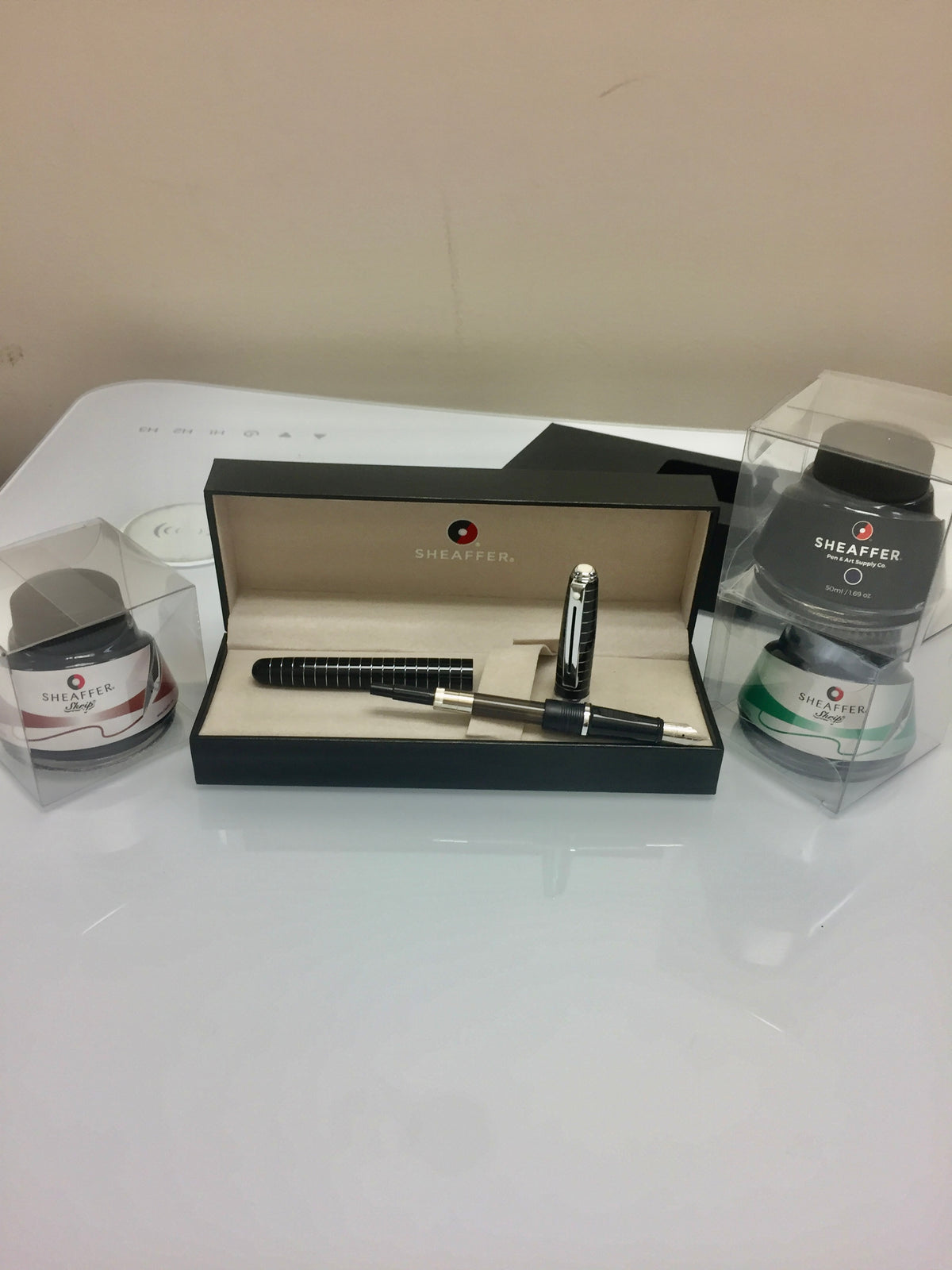 Sheaffer Prelude Fountain Pen - Black - Art Deco Chrome Trim - Pen Boutique Ltd