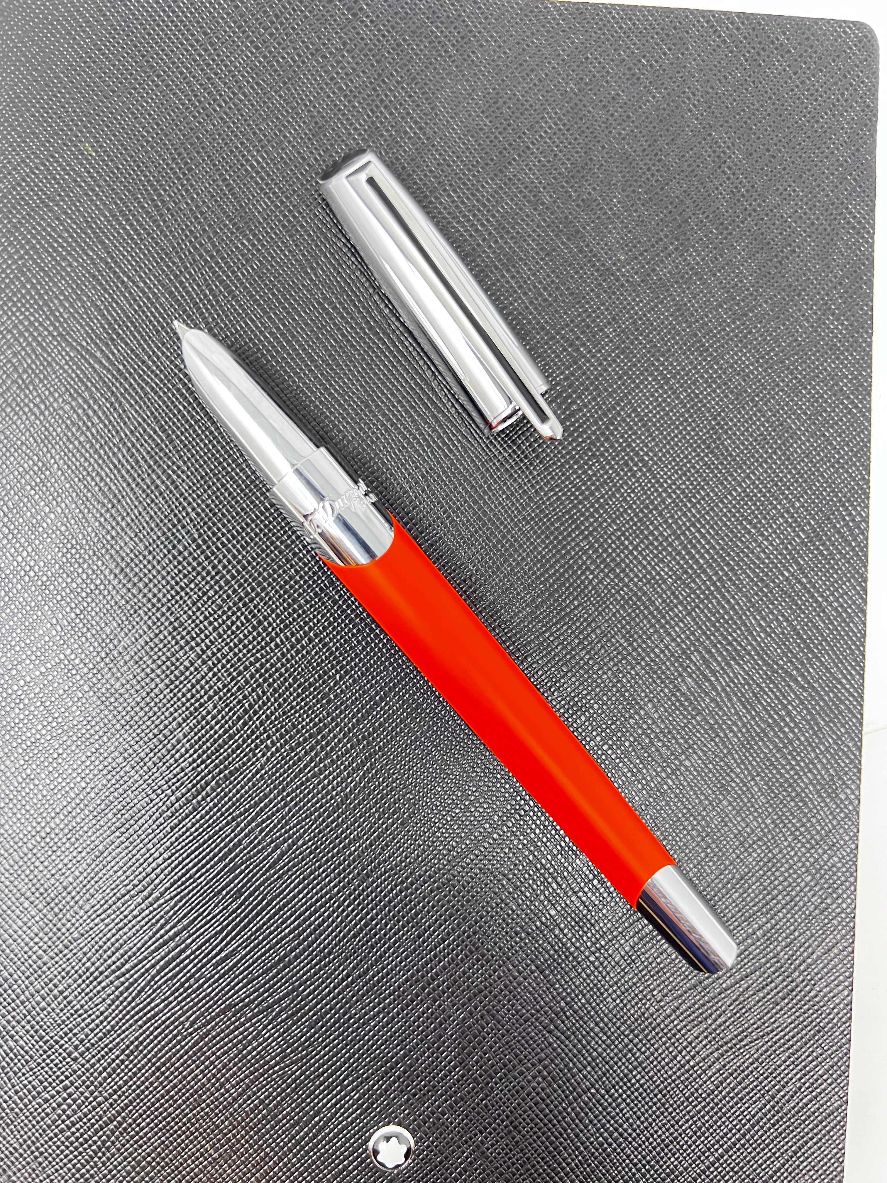 ST Dupont Defi Millennium Silver/Matte Orange Fountain Pen-Pen Boutique Ltd