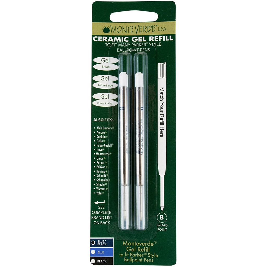 Monteverde Capless Ceramic Gel Refill - Blue/Black - Broad (Fits Parker Ballpoint Pens) - Pen Boutique Ltd