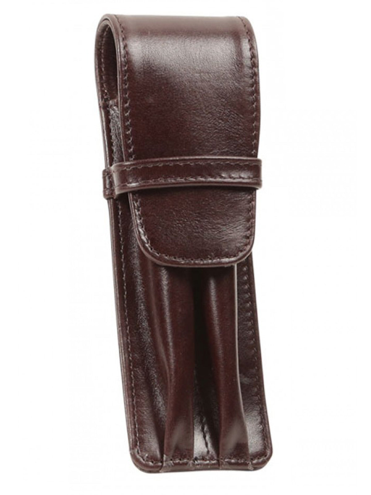 Aston Leather Brown Finger Style Double Pen Case - Pen Boutique Ltd